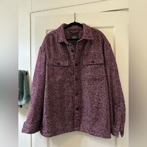 Purple Herringbone Button-Up Jacket